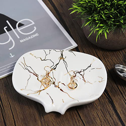 Gold Marble Texture Soap Dish Ceramic Soap Holder Self Draining Soap Dish Waterfall Slot Sponge Holder Bathroom Accessories for Bathroom, Kitchen,Bar Counter. - color: Marble Gold