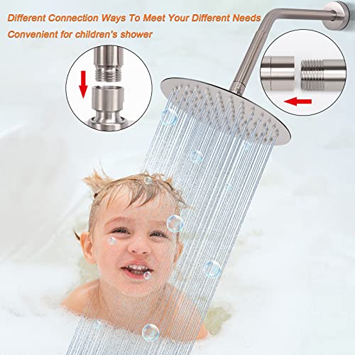 Shower Head Extension Arm, Shower Extender Water Outlet- Lowers Existing, Shower Pipe Extension for Bathroom, Made of Solid Metal Stainless Steel(4 Inch, Brushed Nickel) - color: Brushed Nickel, style: 4 Inch