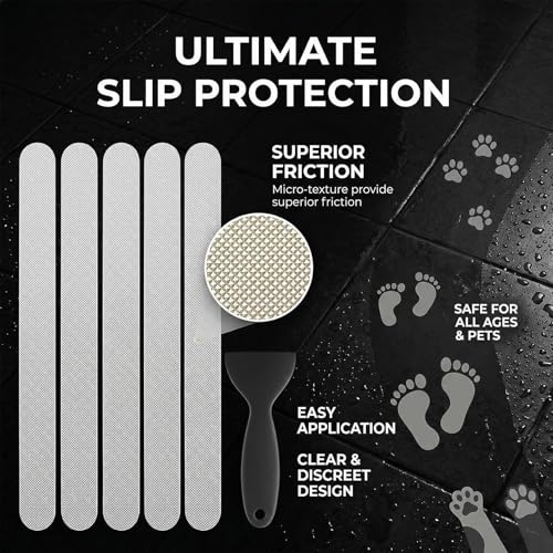 Anti Slip Shower Stickers, 120 Pieces Rectangular Shower Floor Non Slip Stickers, Adhesive Decals Safety Strips with Scraper for Bath Tub, Shower Floor and Stairs (Clear) (120 Rectangular) - size: 120 Rectangular