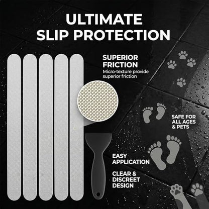 Anti Slip Shower Stickers, 120 Pieces Rectangular Shower Floor Non Slip Stickers, Adhesive Decals Safety Strips with Scraper for Bath Tub, Shower Floor and Stairs (Clear) (120 Rectangular) - size: 120 Rectangular