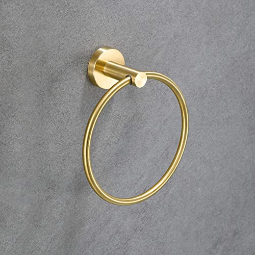 2 Pack Brushed Gold Towel Ring | Hand Towel Holder for Bathroom Wall Mounted, Durable 304 Stainless Steel, Modern Style - color: Brushed Dark Gold