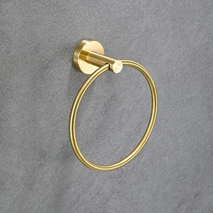 2 Pack Brushed Gold Towel Ring | Hand Towel Holder for Bathroom Wall Mounted, Durable 304 Stainless Steel, Modern Style - color: Brushed Dark Gold