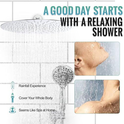 SR SUN RISE Shower Faucet - 16 Inch Multifunctional High Pressure Shower Head System with Handheld Shower Head Fixtures - Valve Included - Polished Chrome - color: Polished Chrome, size: 16 Inch