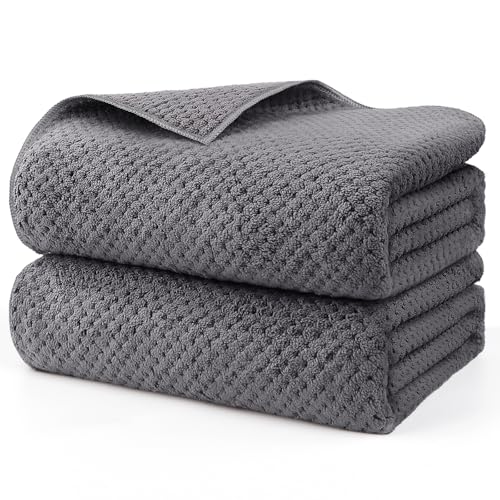 HOMEXCEL Bath Sheets 2PK, 35x70 in, Absorbent&Soft, Extra Large Bath Towel | Lightweight and Quick Drying Microfiber Towels for Bathroom, Yoga, SPA, Fitness, Grey - color: Grey, size: 35 x 70 Inch