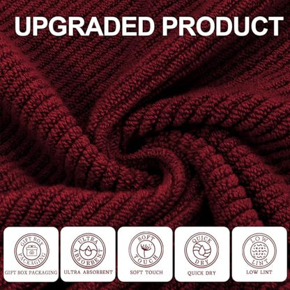 VOOVA & MOVAS 3PC Towel Set, 100% Cotton, Burgundy | 1 Large Bath 30x56 In, 1 Hand 18x28 In, 1 Wash Cloth 13x13 In, Quick Dry, Soft, Thick, Towels For Bathroom, Towel Gift - color: Burgundy - Red, size: 3 PC Bathroom Towel Set