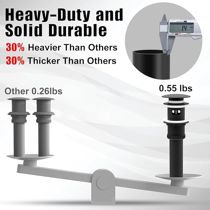 ZM Pop Up Drain Stopper with Overflow for Bathroom Faucet Vessel or Vanity Sink, Matte Black - style: Black With Overflow