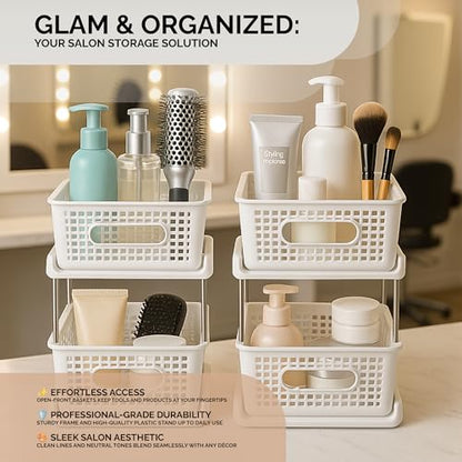 2 Tier Kitchen & Cabinet Drawer Storage Rack With Sliding Baskets – Adjustable Shelf Laundry Room Organization| Under Sink Organizer For Bathroom Accessories & Kitchen