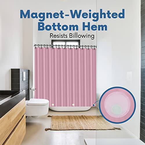 No Smell Shower Curtain Liner 72x72 Pink - PEVA Plastic Shower Curtain for Bathroom, PVC-Free Waterproof Pink Shower Liner with Metal Grommets and Magnet-Weighted Bottom Hem - Washable Liner - color: Pink