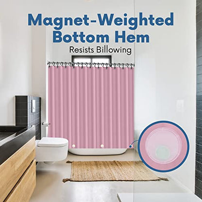 No Smell Shower Curtain Liner 72x72 Pink - PEVA Plastic Shower Curtain for Bathroom, PVC-Free Waterproof Pink Shower Liner with Metal Grommets and Magnet-Weighted Bottom Hem - Washable Liner - color: Pink