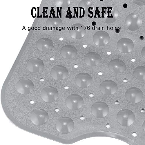 YINENN Bath and Shower Safety Mats 40x16 inch, Non Slip with Suction Cups for Bathroom Stall and Tub Floor, Extra Large and Machine Washable, Drain Holes Keep Bathtub Clean, Grey - color: Grey