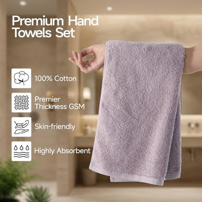 REDKISS 4-Pack Luxury Hand Towels, 16x32 Inch 450G 100% Cotton, Purple Quick-Dry Bathroom & Kitchen Towels, Super Soft and Highly Absorbent - color: Purple, size: hand towel set of 4