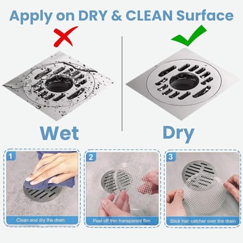 35 Pack Hair Catcher Shower Drain Disposable Mesh Stickers (Round)