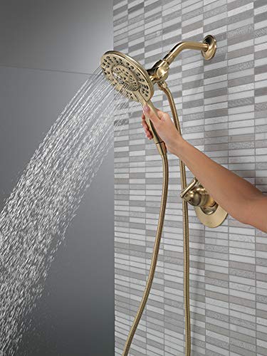 Delta Arvo 14 Series Brushed Gold Shower Faucet Set with In2ition 2-in-1 Dual Shower Head with HandHeld Spray Combo, Valve Trim Kit, Champagne Bronze 142840-CZ-I (Valve Included) - color: Champagne Bronze