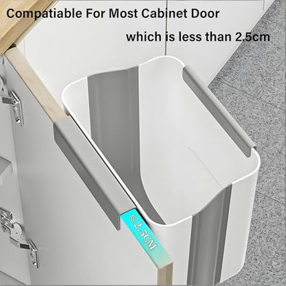 KEAIDUO 2.6 Gallon Collapsible Garbage Can for Kitchen Cabinet - Space-Saving Foldable Trash Bin, Wall-Mounted & Under Sink Storage Bin