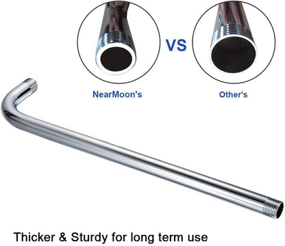 NearMoon Shower Arm, Extra Extension Arm with Flange, Stainless Steel Wall-Mounted Showerhead Extender Pipe (15 Inch, Chrome Finish) - color: Chrome Finish, style: 15 Inch