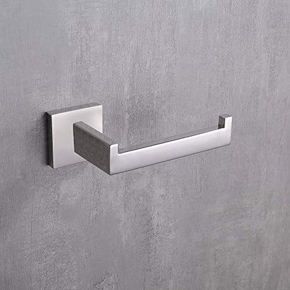 TASTOS Polished Chrome Toilet Paper Holder SUS304 Stainless Steel, Modern Square Half Open Bathroom 5 inch TP Holder Wall Mount Rustfree Tissue Roll Dispenser for Washroom Kitchen - color: Polished Chrome, size: Square (1 pack)