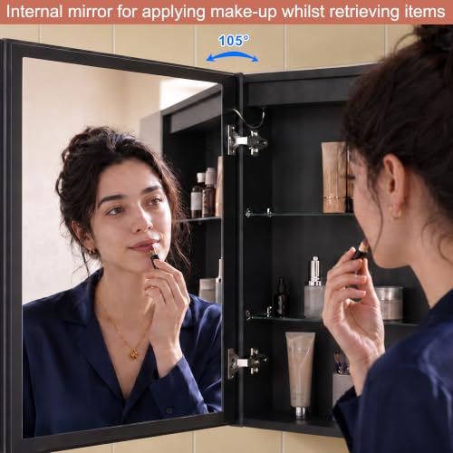 20x28 Inch Left Hinge Aluminum LED Bathroom Medicine Cabinet with Mirror | Light Adjustment, Anti-Fog, Sockets&USBs, High Capacity, Easy to Install - color: Left Hinge-20*28