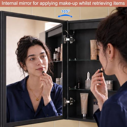 20x28 Inch Left Hinge Aluminum LED Bathroom Medicine Cabinet with Mirror | Light Adjustment, Anti-Fog, Sockets&USBs, High Capacity, Easy to Install - color: Left Hinge-20*28