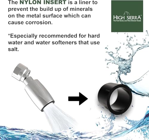 High Sierra® Solid Lead-Free Metal Handheld Shower Head, Trickle Valve, Includes 72” Flexible Stainless Steel Hose With Biofilm Resistant Silicone Inner Tube, Holder. Ultra Low Flow 1.5 GPM. Chrome - color: Chrome, size: 1.5 GPM