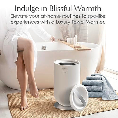 Pure Enrichment PureBliss Luxury Towel Warmer - Extra Large 20L Heats Towels, Robes, Blankets, or Clothing - Modern Bucket Design, 4 Heat Timer Settings & Auto Shut-Off (White & Brushed Silver) - color: White & Brushed Silver