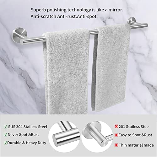Cilee 2 Pieces Brushed Nickel Bathroom Towel Bar, 16 Inch Towel Holder | Double Towel Racks, Bathroom Towel Holder, Towel Hanger for Bathroom Stainless Steel Wall Mount - color: Brushed Nickel, size: 16inch