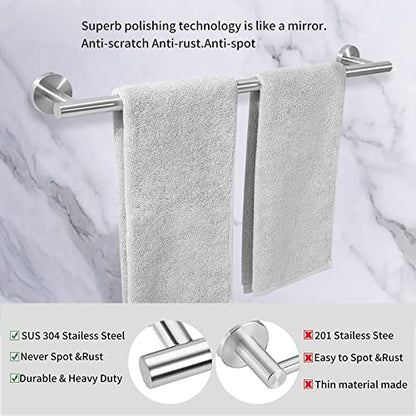 Cilee 2 Pieces Brushed Nickel Bathroom Towel Bar, 16 Inch Towel Holder | Double Towel Racks, Bathroom Towel Holder, Towel Hanger for Bathroom Stainless Steel Wall Mount - color: Brushed Nickel, size: 16inch