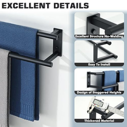 Alise Bathroom Double Towel Bars Wall Mount 28'' Towel Holder,Matte Black | Towel Racks for Bathroom,SUS304 Stainless Steel,Towel Hanger Towel Rails,Double Bath Towel Bar Towel Rod,Kitchen,Laundry - color: Matte Black, size: 28inch