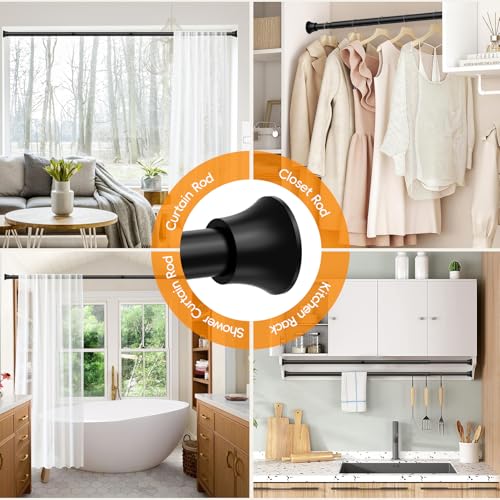 Black Long Tension Shower Curtain Rod, Tension Rod Adjustable 30 To 101 Inch,Shower Curtain Rods Spring Tension For Bathroom No Drilling No Rust - color: Black, size: 30-101"