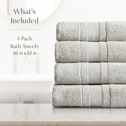 Luxury 100% Cotton Bath Towels Set | 4-Pack | Premium Grey | 700 GSM | Premium Bath Towels | Ultra Soft Thick Plush & Highly Absorbent | Luxury Hotel & Spa Bathroom Towels - color: High Rise Grey, size: 4 Pack Bath