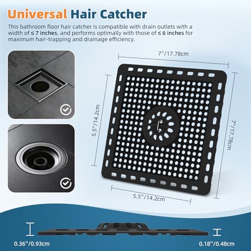 Hibbent Upgraded Shower Drain Hair Catcher, Shower Cover for Bathroom Floor 6" Drain, Anti-Clogging Bathtub Strainer, Stainless Steel Kitchen Sink Strainer with Handle, Matte Black - color: 6' Matte Black
