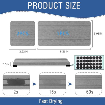 3PCS Water Absorbing Stone Tray, DryingNeat Diatomite Stone Sink Tray, Instant Dry Sink Coasters, Kitchen Sponge Hand Soap Holder, Countertop Fast Drying Counter Trays,8 * 4inch and 4 * 4inch - color: 1pcs 21×10cm + 2pcs 10×10cm Gray Stripe