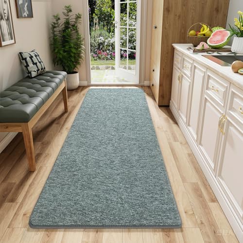 AROGAN 2x6 Runner Rug for Hallway, Long Runner Rugs Non Slip, Grey & Green | Soft Washable Memory Foam Carpet for Bedroom, Non Slip Backing Runners Rug for Hallways, Kitchen, Bathroom, Entryway Home - color: Grey and White, size: 2' x 6' (Runner)