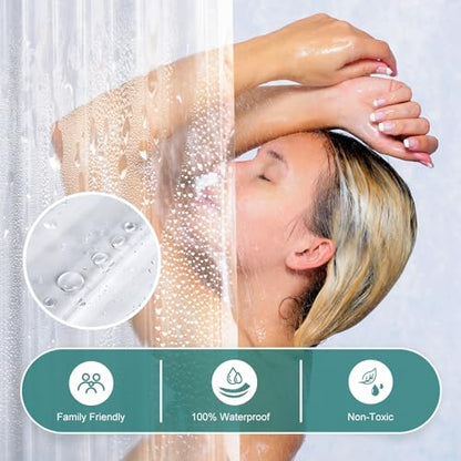 AmazerBath Heavy Duty Shower Curtain Liner 12 Gauge, 72 x 72 Inches Clear Shower Curtain Liner with 3 Clear Stones and 12 Grommet Holes, Weighted Plastic Shower Liner (Pack of 3) - size: 72"W x 72"L (Pack of 3)