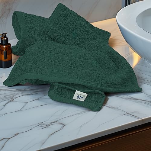 6 Piece Hand Towels Set 16 x 28 Inches, Hunter Green | 100% Cotton, Lighter Weight, Quick to Dry, 16 x 28 Inches, Super Soft & Absorbent, Perfect for Bathroom & Kitchen - color: Hunter Green