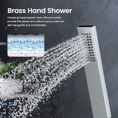 KIBI Cube Thermostatic Bathroom Shower System – 2-Function Wall Mounted Shower Set with Rough-In Valve, Modern Chrome Finish, Durable Rust-Resistant Bathroom Shower Faucet Kit - color: Chrome