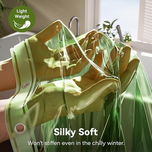 2 Pack Shower Curtain Liner, Lightweight Clear Plastic Shower Liner PEVA 72 x 72 Waterproof Shower Curtains for Bathroom with 3 Strong Magnets and Rustproof Grommets, Clear Green - color: Clear Green, size: 72"W x 72"L (Pack of 2)