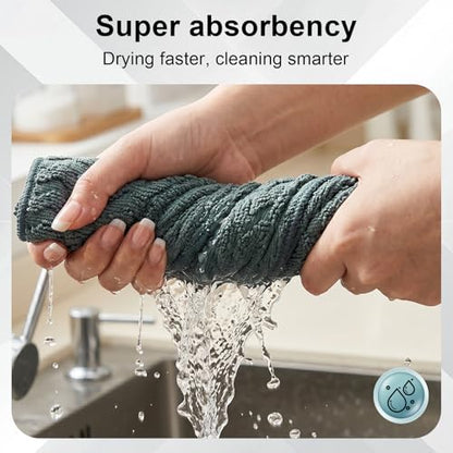 Dual-Sided Microfiber Cloths, 12x12 Lint-Free 6-Pack | Zig-zag side traps grease, soft side polishes. Streak & lint-free for home/auto. Stain-hiding grey, washable 12x12 6-pack.
