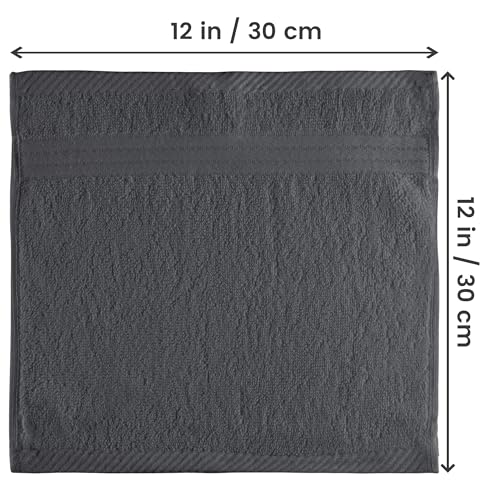 Utopia Towels 12 Pack Premium Wash Cloths, 12x12 in, 100% Cotton, Grey | Highly Absorbent Soft Feel Lightweight Washcloths - Premium Ring Spun Cotton, Ideal for Bathroom, Spa, Gym & Face - color: Grey