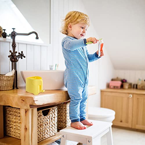Elephant Toothbrush Holder for Kids, Suction Cup Electric Toothbrush and Toothpaste Holder for Toddler, Cute Toddler Toothbrush Holder with 3 Slots and a Hook for Hanging Bath Ball, Yellow - color: Yellow