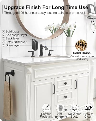 Waterfall Bathroom Faucet 3 Hole, 4-16 Inch Oil Rubbed Bronze Bathroom Faucet, Brass Bathroom Sink Faucet, 2 Handle Bathroom Faucets, Bathroom Vanity Faucet with Pop-Up Drain, Water Hoses - color: Oil Rubbed Bronze