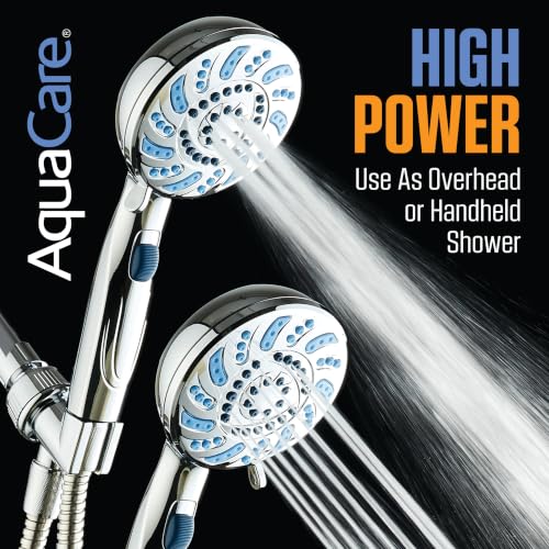 AquaCare 2026 High Pressure 7-mode Handheld Shower Head with Pause Switch | Detachable Showerhead Wand, Stay-Clean Jets, Extra-long 6 ft. Stainless Steel Hose, Dual Wall & Overhead Brackets / Chrome - color: Chrome
