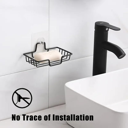 Stainless Steel Bathroom Soap Dish Rectangular Wall-Mounted Soap Holder with Drainage for Soaps, 1 PC, Silver