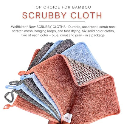 Scrubbing Dishcloths 2ply Mesh Scrub Reusable Dishrag 6pk 6x7in | 2-Sided Bamboo-Rayon Kitchen Cloth + Silver Mesh, Non-Scratch, Thin, Ultra-Light, Durable, Fast-Drying, Odorless, Washable - color: Sunset Solids, size: 6" x 7" -6 Pack