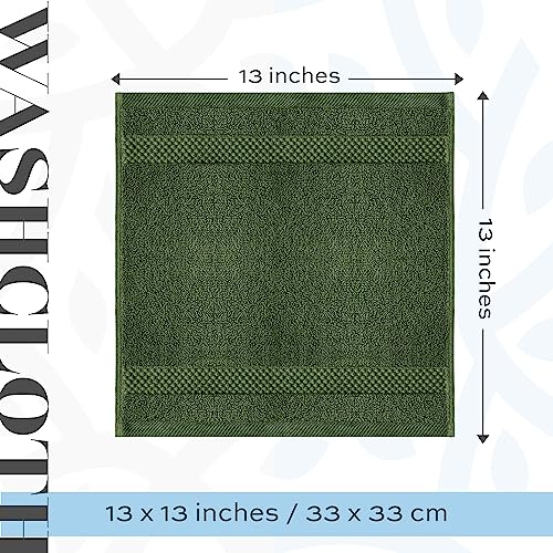 White Classic Luxury Cotton Washcloths 13x13 Inch - 650 GSM Turkish Cotton | Hotel, Spa, Bathroom Face Towel | 12 Pack, Forest Green - color: 11: Forest Green