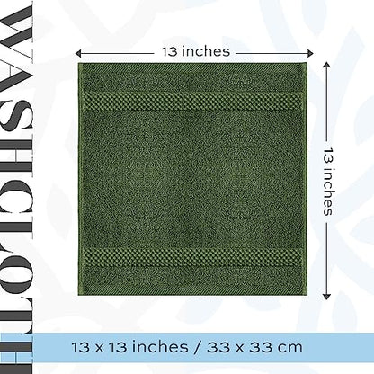 White Classic Luxury Cotton Washcloths 13x13 Inch - 650 GSM Turkish Cotton | Hotel, Spa, Bathroom Face Towel | 12 Pack, Forest Green - color: 11: Forest Green