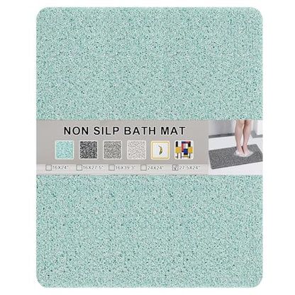 Nonslip Bathtub Mat, Anti Slip Bath Mat 0.6" Extra Thick, Quick Dry Bath Tub Anti Slip Shower Mat, Loofah Non-Slip Bath Mat for Tub Bathroom Pool Kitchen Entryway Home Hotel(Blue 24x27) - color: Blue, size: 27" x 24" (Rectangular)