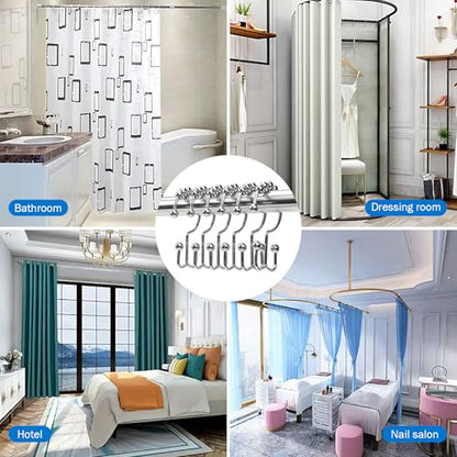 24er Pack Shower Curtain Hooks Rings, Rust Resistant Metal Double Glide Shower Hooks Rings for Bathroom Shower Rods Curtains, Stainless Steel Curtain Hooks (Chrome) - color: Chrome