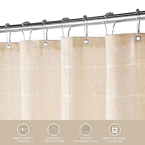 Boho Farmhouse Classic Plaid Linen Tassel Shower Curtain Cream,36x72 | Small Stall Half Size,310GSM Linen Blend Heavy Duty Cloth,3-side Tassels,Wrinkle Resistant,Rustic Bohemian Country design - color: Cream, size: 36"W x 72"L (Pack of 1)