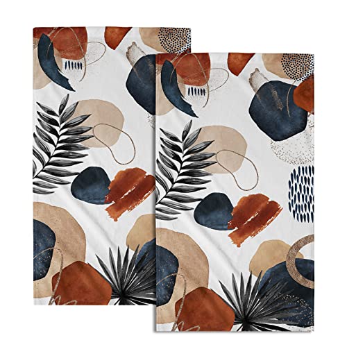 Giwawa Blue Boho Hand Towels Modern Geometric Bath Towels Set of 2 Soft Fingertip Kitchen Dish Towels Washcloth for Bathroom Hotel Gym Spa - color: Abstract Boho