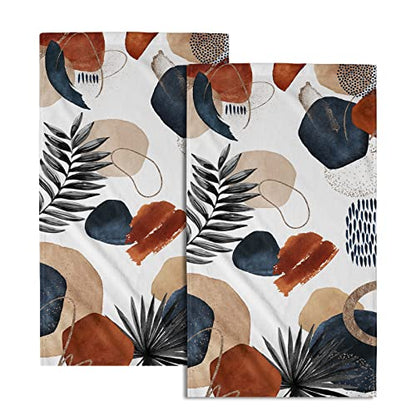 Giwawa Blue Boho Hand Towels Modern Geometric Bath Towels Set of 2 Soft Fingertip Kitchen Dish Towels Washcloth for Bathroom Hotel Gym Spa - color: Abstract Boho